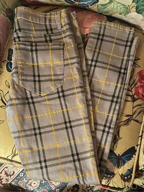 Black, Yellow & Gray Plaid Skinny Casual Unisex Pants